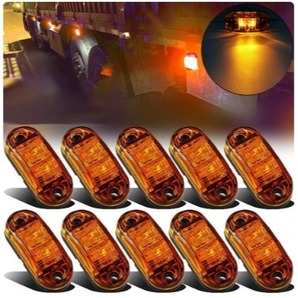 【送料無料】トラック・トレーラー用LEDマーカーランプ 12V/24V用×10個セット アンバーイエローオレンジカラー 電飾 デコトライルミの画像1
