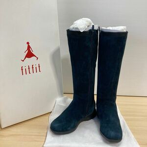 1 jpy start beautiful goods boots long boots fitfit navy 22.5cm light weight stretch long boots suede 