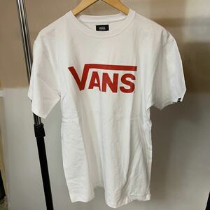 VANS Tシャツ 美品 ホワイト L メンズ バンズ 半袖 綿100% 丸首 カジュアル スポーツ ファッション 古着 (石565