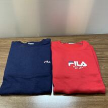 FILA 長袖スウェット 2枚セット メンズ LL トレーナー フィラ トップス スポーツ カジュアル 秋冬 部屋着 古着 (石574_画像1