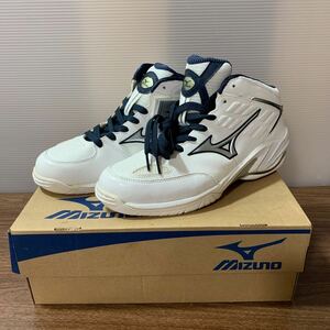 未使用 MIZUNO バスケシューズ 27cm ハイカット バッシュ スニーカー ウェーブリアルBB 13KL-04014 バスケットボール ミズノ 運動靴 (石599