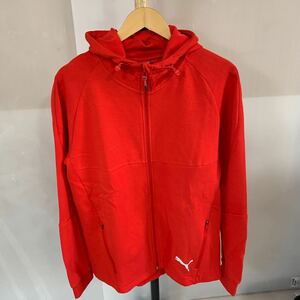 PUMA/プーマ パーカー XXL メンズ 美品 ジップアップ スポーツウェア 赤 レッド 運動着 長袖 アウトドア (石665