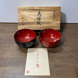 未使用 保管品 お椀 汁椀 夫婦椀 うるしの栞 漆器 和食器 無地 (5-2