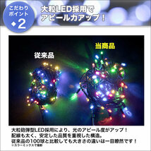 クリスマス 防水 イルミネーション ストレート ライト ハイスペックタイプ LED 200球 シャンパンゴールド ２８種点滅 Ｂコントローラセット_画像3