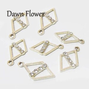 【D-1266】10pcs　ダイヤ　25×14mm　ゴールド　チャーム　ハンドメイドパーツ