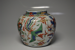 中国美術　五彩　壺　花瓶　中国古玩　置物　