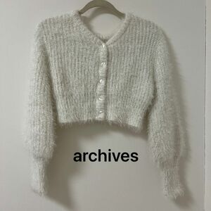 美品　archives モヘアカーディガン　ショート丈　ホワイト