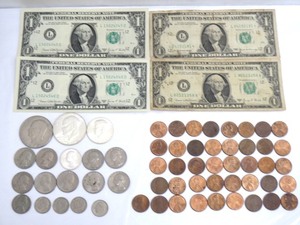 ◎K72320W:アメリカ 米国 古紙幣 古銭 硬貨 おまとめ 貨幣 外国銭 コイン コレクション アンティーク 総重量約240g 中古