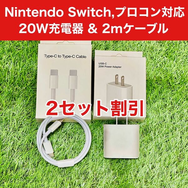 Nintendo Switch,プロコン対応 高速充電器&2mケーブル付