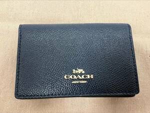 ◎6140　　美品　COACH H1983　87254　 名刺入れ　カードケース 　ネイビー系　紺色　 コーチ