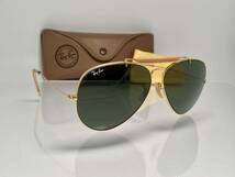 ケース付★B&L RAY-BANボシュロムレイバン OUTDOORS MANアウトドアーズマン2 Gold/G-15 ゴールド 白ロゴ VINTAGEサングラス USA製 メタル_画像3