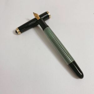 16◆万年筆 ペリカン/ PELIKAN 400 グリーンストライプ ピストンフィラー 14k 14金 14C-585 ドイツ製◆K