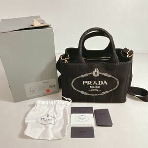 ◆PRADA /プラダ キャンバス トートバッグ カナパ ブラック ショルダーバッグ S 三角ロゴプレート◆K