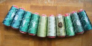 ミシン刺繍糸 120/ 3000m 10本 緑系 家庭用ミシンで使用可　