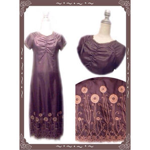 【新品★現品限り】アンティーク風★入手不可★クラシカル★お花刺繍.マキシ丈ロングワンピース フェミニン 上品 お出かけ お呼ばれ