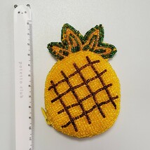 送料無料☆匿名配送☆パイナップル ビーズポーチ かわいい ビーズ 刺繍ポーチ コインケース ミニポーチ オシャレ パイン 小物入れ 果物_画像4