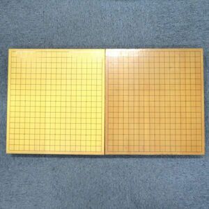 囲碁 天然木 本榧/榧 ハギ 卓上盤2枚セット 42.5×46×5.5㎝ 3枚接ぎ/42.5×46×5.5㎝　4枚接ぎ ゴム足付き⑱