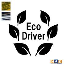 金銀メッキカラー エコドライブ 安全運転 カッティングステッカー シンプル おしゃれ かわいい 葉っぱ 車 あおり運転 事故防止 eco-08m_画像1