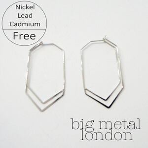 50%OFF big metal london тросик поли gon серьги женский серебряный новый товар не использовался обруч Hexagon довольно большой за границей бренд 