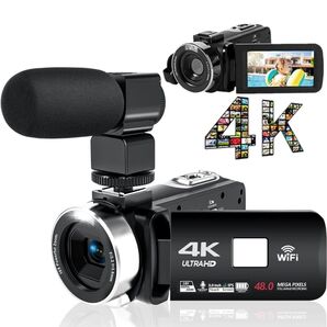 ビデオカメラ 4K YouTubeカメラ外付けマイクHDMI出力WIFI機能