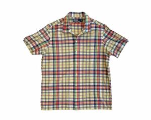 美品 90s POLO RALPH LAUREN 半袖 開襟 チェック シャツ ポロ ラルフローレン Caldwell USA ビンテージ オープン カラー RRL