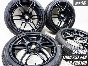 WedsSport ウェッズスポーツ SA-60M 軽量 17インチ 7.5J +48 5穴 PCD100 215/45ZR17 タイヤ付き ホイール レガシィ インプレッサ 86 BRZ