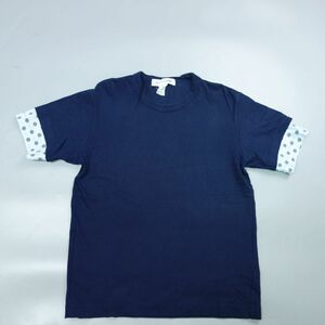 フランス製 COMME des GARCONS SHIRT コムデギャルソンシャツ 袖ドット柄レイヤード 半袖Tシャツ ネイビー メンズ S