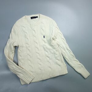 ポロラルフローレン カシミヤ混 ポニー刺繍 ニット セーター 白 レディース XS