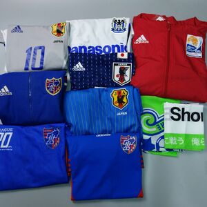 10点まとめ売り Jリーグ FC東京 ガンバ大阪 湘南ベルマーレ 日本代表 ユニフォーム 練習着 ジャケット バナー サッカー