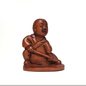 置物 カンフー 柘植 木彫品 木製 彫刻品 黄楊 0707-14-3