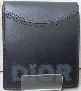 【 美品】 Dior ディオール 2つ折り財布 12・BO・0213 ダークグレー×ブラック メンズ 保存袋 保存袋付 店舗受取可