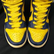 NIKE DUNK HI VINTAGE MICHIGAN ダンク ハイ ミシガン 98年 復刻 26cm スニーカー イエロー ネイビー 黄 紺 630335-471 観賞用 店舗受取可_画像5