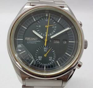 【OH 研磨済】SEIKO セイコー 6138-3002 ビッグ ダブルクロノグラフ 3針 デイデイト ブラック文字盤 自動巻