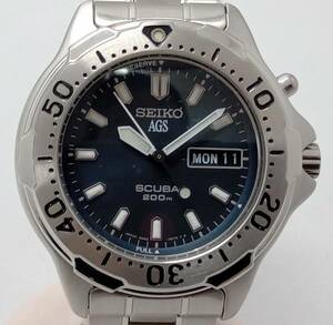 ジャンク SEIKO セイコー 5M43-0C30 スキューバ デイデイト ネイビー文字盤 AGS 稼働品