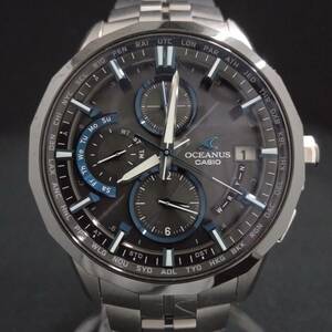 付属品有り カシオ CASIO オシアナス OCEANUS OCW-S3001-1AJF 電波ソーラー 黒文字盤 デイト ブルー シルバー