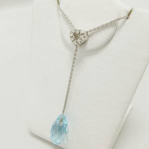 750 approximately 43cm gross weight approximately 5.8g D0.08ct color stone blue group Heart Gold 18 gold diamond necklace accessory 