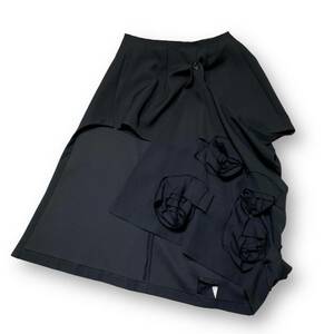 23aw COMME des GARCONS COMME des GARCONS 薔薇デザインアシンメトリーウールスカート XSサイズ コムコム コムデギャルソン 店舗受取可