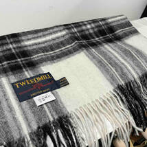 TWEEDMILL Check Design Large Wool Scarf No.50-190 Made in Wales ツイードミル イギリス製大判ウールマフラー グレーベース_画像4