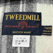 TWEEDMILL Check Design Large Wool Scarf No.50-190 Made in Wales ツイードミル イギリス製大判ウールマフラー グレーベース_画像2