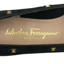 Salvatore Ferragamo スエードヒールパンプス ブラック サイズ:6 1/2 65323 サルヴァトーレフェラガモ 店舗受取可_画像6