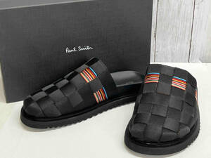 [ beautiful goods ]Paul Smith/ stripe u-bn canvas mules / Paul Smith / sabot sandals / black 