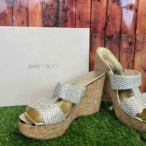 JIMMY CHOO/ジミーチュウ/NATURAL SPOTTED LEATHER/ウェッジソール/サンダル/EU42/26.5cmの画像1