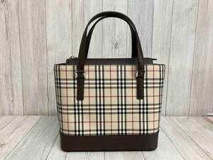 BURBERRY バーバリー ハンドバッグ チェック ブラウン レザー