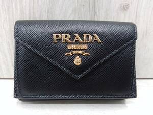 プラダ　PRADA 1MH021 ／三つ折り財布　黒　ミニ財布
