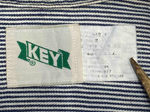 80-90s KEY hickory half zip shirt made in USA キー ヒッコリー ハーフジップシャツ USA製_画像3