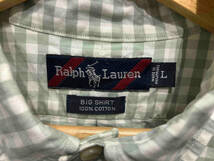 RALPH LAUREN BIG SHIRT ギンガムチェック 長袖シャツ 左袖シミ有り 店舗受取可_画像2