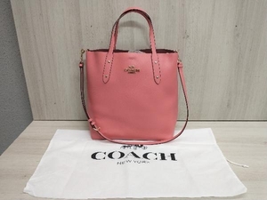 COACH 91030 コーチ 2WAYショルダーバッグ トートバッグ レザー 革製 ピンク 横幅約36cm A4サイズ収納可能 保存袋付き