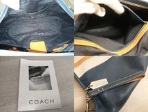 COACH 9298 コーチ ワンショルダーバッグ レザー 革製 マルチカラー ブルー系 横幅約40cm_画像6