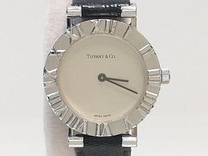 TIFFANY＆Co. ティファニー アトラス L0640 レディース クォーツ 腕時計 シルバー SV 925 ブラックレザーベルト 店舗受取可