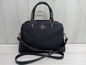 COACH 91493 コーチ 2WAYトートバッグ ショルダーバッグ ブラック 黒 レザー 革製 横幅約32.5cm